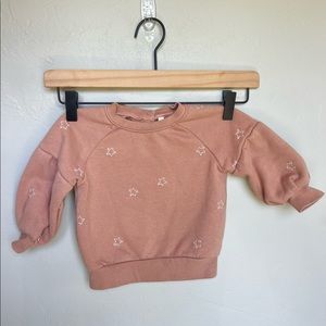 Rylee + Cru Baby Girl 6-12 mo Dusty Rose Puff Sleeve Stars SweatShirt